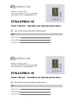 Предварительный просмотр 1 страницы meitav-tec ETN-24-PM-H-1S Owner'S Manual Installation And Operating Instructions