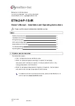 Предварительный просмотр 1 страницы meitav-tec ETN-P Series Owner'S Manual Installation And Operating Instructions