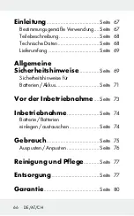 Preview for 66 page of MELINERA 304165 Operation And Safety Notes