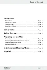 Предварительный просмотр 3 страницы MELINERA Z30094A-D Assembly, Operating And Safety Instructions