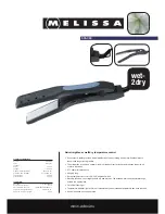 Melissa Hair Straightener, Wet2dry, Temperature Control 635-083 Specifications preview