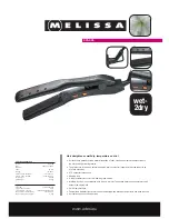 Preview for 1 page of Melissa Hair Straightener, Wet2dry, Temperature Control 635-105 Specifications