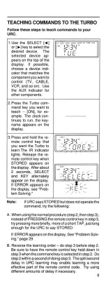 Предварительный просмотр 9 страницы Memorex CP8 TURBO UNIVERSAL REMOTE CONTROL Owner'S Manual