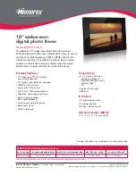 Preview for 1 page of Memorex MDF1071-BLK - Digital Photo Frame Features