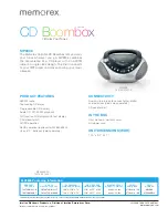 Предварительный просмотр 1 страницы Memorex MP8806 - Portable cd Boombox Specification