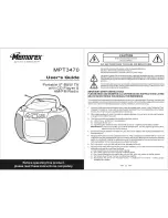 Preview for 1 page of Memorex MPT3470 User Manual