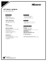 Предварительный просмотр 2 страницы Memorex MX4139 - MX Micro System Specification Sheet