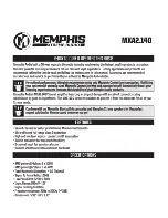 Preview for 2 page of Memphis MXA2.140 Product Manual & Installation Manual