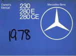 Preview for 1 page of Mercedes-Benz 230 1978 Owner'S Manual