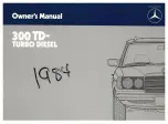 Mercedes-Benz 300 TD-TURBO DIESEL 1984 Owner'S Manual preview