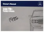 Mercedes-Benz 300 TD-TURBO DIESEL 1985 Owner'S Manual preview