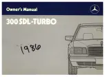 Mercedes-Benz 300SDL-TURBO 126 D 1986 Owner'S Manual preview