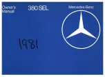 Preview for 1 page of Mercedes-Benz 380 SEL 126 1981 Owner'S Manual