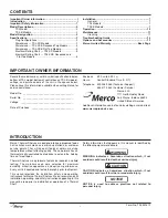 Preview for 2 page of Merco TS2 Series Installation And Operation Manual