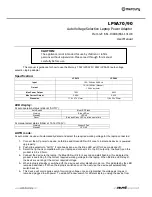 Preview for 1 page of Mercury LPSA70 User Manual