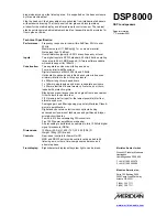 Preview for 2 page of Meridian DSP8000 Technical Specifications