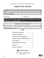 Mestek CABINET UNIT HEATERS Operating Manual предпросмотр