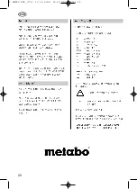 Preview for 28 page of Metabo BHE 22 Operating Instructions Manual