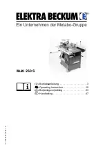 Metabo ELEKTRA BECKUM Multi 260 S Operating Instructions Manual предпросмотр