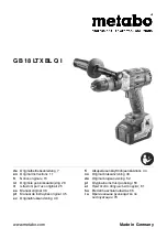 Предварительный просмотр 1 страницы Metabo GB 18 LTX BL Q I Original Instructions Manual