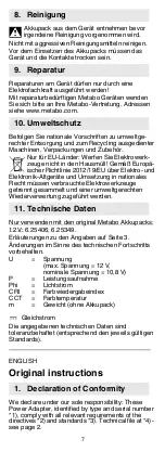 Preview for 7 page of Metabo PA 14.4-18 LED-USB Operating Instructions Manual