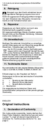 Preview for 7 page of Metabo PowerMaxx PA Operating Instructions Manual