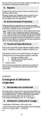 Preview for 12 page of Metabo PowerMaxx PA Operating Instructions Manual