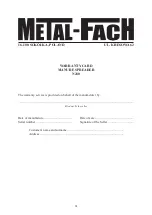 Предварительный просмотр 31 страницы Metal-Fach N280 Operating Manual/Parts Manual