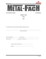 Preview for 138 page of Metal-Fach Z589 Operating & Maintenance Manual