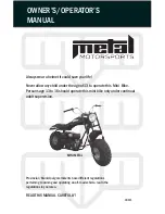 Preview for 1 page of Metal Motorsports Mini Metal Operator'S Manual