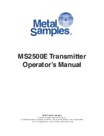 Metal Samples MS2500E Operator'S Manual preview