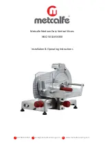 Preview for 1 page of Metcalfe NSV250 Installation & Operating Instructions Manual