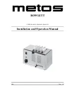 Metos Rowlett 4 Installation And Operation Manual preview