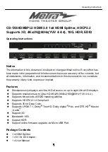 Preview for 1 page of Metra Electronics CS-1X8HDMSPL5 Operating Instructions