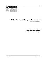 Preview for 1 page of Metrohm 838 Advanced Sample Processor Installation Instructions Manual