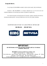 Preview for 2 page of METVISA BIMG RDA Series Instruction Manual