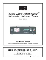 Предварительный просмотр 1 страницы MFJ Legas Limit IntelliTuner MFJ-998 Instruction Manual