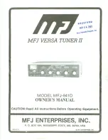 MFJ Versa Tuner II 941D Owner'S Manual preview