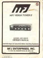 MFJ VERSA TUNER II MFJ-941D Owner'S Manual preview