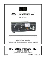 Preview for 1 page of MFJ VersaTuner III -962D Instruction Manual