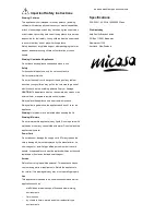 Предварительный просмотр 3 страницы Micasa MA0071CK-360 User Manual