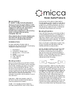 Micca C-8C Installation Manual предпросмотр