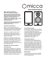 Preview for 1 page of Micca CB3 Club Bookshelf Series User Manual