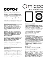 Preview for 1 page of Micca COVO-S User Manual