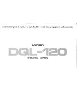 Предварительный просмотр 1 страницы Micro Seiki DQL-120 Operating Manual