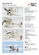 Preview for 1 page of Micron Wings Balsa Craft S.E.5a Build Instructions