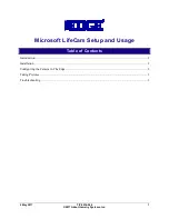 Preview for 1 page of Microsoft LifeCam Cinema Setup And Usage