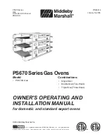 Preview for 1 page of Middleby Marshall PS670 Owner'S Operating And Installation Manual