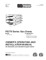 Preview for 1 page of Middleby Marshall PS770 Series Owner'S Operating And Installation Manual