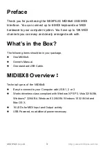 Предварительный просмотр 3 страницы midiplus MIDI 8X8 Owner'S Manual